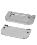 Three Piece Set of Hidden Recessed Door Handles 3 Inch 75mm Ring Pulls in Zinc Alloy with Satin Nickel Finish, disassembled view