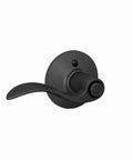 Accent Door Lever Matte Black Privacy Lock For Bedroom And Bathroom Doors With Push Button Inside Unlock, front view