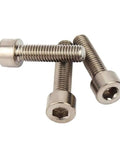 Top Shelf Pure Titanium GR2 Hex Socket Cap Screws DIN912 Grade 2 M8 Metric Bolts Heavy Duty close-up of screws showing hex socket heads.