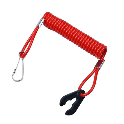 Beefed Up Boat Safety Kill Switch Lanyard Connector For Yamaha Suzuki Honda Tohatsu Hidea Outboards, red nylon rope clip