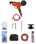 No Sweat Battery Powered Electric Plant Twist Tie Machine For Rapid Trellising And Crop Training Heavy Duty Hand Held Grower Tool For Vineyards with accessories.