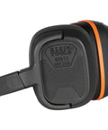 Close-up of Behind-The-Head Ear Muffs With 25dB NRR Hearing Protection for Construction, Manufacturing showing pivot design.