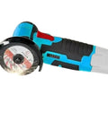 Badass 12v Mini Angle Grinder With Rechargeable Cordless Battery For Heavy Duty Grinding Polishing And Diamond Cutting Jobs showing cutting disc and ergonomic handle.