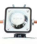 Front view of SS581T Starter Solenoid Replacement For Cars And Trucks, showcasing durable metal and premium coil.