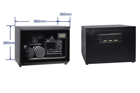 Top Rated Digital Camera Gear Dry Box Cabinet With Lcd Screen, 21L capacity, black storage cabinet for lens protection.