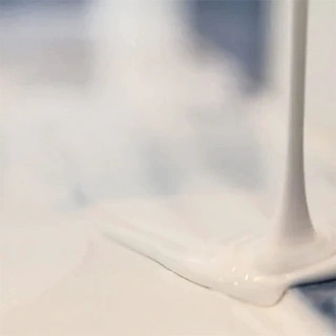 Pour On Tub And Tile Reglazing Kit For Sinks And Tubs, DIY Bathroom Remodel With Gloss White Finish being poured onto surface