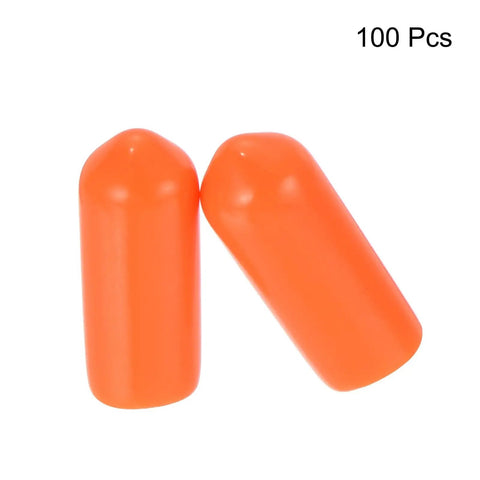 100 Pcs Orange 6mm ID Rubber End Caps For Round Tubes And Bolts Vinyl Cap Covers For Screw Threads Furniture Feet Table Legs Chairs Tips