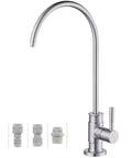 Drinking Water Faucet In Brushed Nickel For Non Air Gap RO Filtration System Leadless 304 Stainless Steel Kitchen Water Filter Faucet For Home Bar Sink No Fuss Install Rust Proof Durable Anti Corrosion Finish, showing faucet and quick-connect fittings.