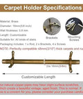 Solid Brass Adjustable Stair Runner Rods Kit With Non Slip Bar For Elegant Carpet Runners, Includes Brackets Screws End Caps For Home Or Business Decor. 16mm brass adjustable stair runner rod with brackets and screws, customizable length