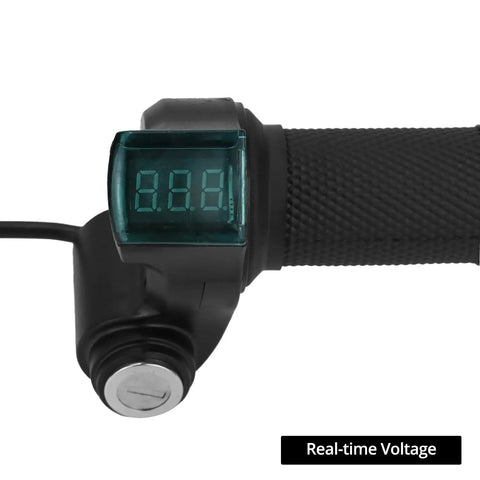 Ride Ready Twist Throttle Grip With LCD Voltage Display And Key Lock For 12V To 84V E Bike Scooter Or Trike All In One Handlebar Grip 5 Wire Connector 1 Pair