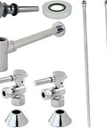 Contemporary Sink Trim Kit With Drain And Bottle Trap In Polished Chrome All In One Bathroom Plumbing Set Including Two Angle Stops Two Wall Flanges Two Supply Lines P Trap Mount Ring