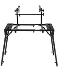 Black metal Portable Dual Laptop Stand With Adjustable Height And 2 Tier DJ Workstation Keyboard Holder Piano Rack Mount Platform for Studio Gear