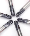 Extra Long 3/8 Inch Carbide Ball Nose End Mill For Alloy And Hardened Steels, 4 Inch Overall Length, Four Flute, HRC 55 AlTiN Coating CNC Router Bit For Boss Level Precision Metalworking, 1 Piece