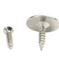 Close-up of screws for Ultra Slim Magnetic Cabinet Door Catch With 15 LB Holding Power, Heavy Duty Metal Latch, Silver Finish