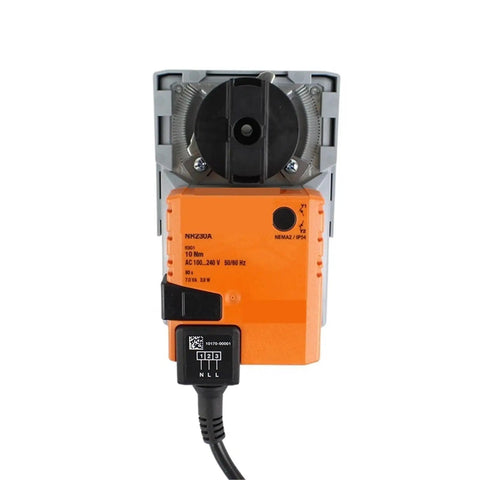 Heavy Duty Nr230A Rotary Actuator Ball Valve With 10Nm Torque And Ac100V To Ac240V Voltage front view showing electrical connections for ventilation systems.