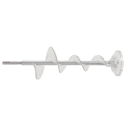 Dispenser Auger Replacement For GE Refrigerator GSL25JFTFBS shown in transparent material, side angle view.