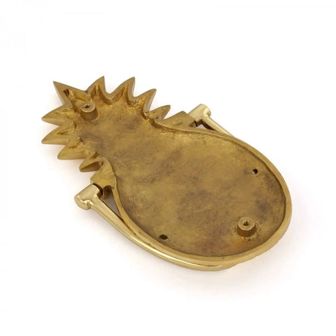 Back view of 8 Inch Solid Brass Pineapple Door Knocker With Mounting Hardware Dope Front Door Accessory Premium Finish Durable Brass