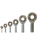 Premium Metric Rod End Joint Bearing With Male Left And Female Right Hand Threads For Hydraulic Cylinders And Automation Setup displayed in various sizes.
