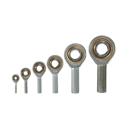 Rock Solid Metric Rod End Joint Bearings featuring Male Left And Female Right Threads in various sizes, self-aligning construction.