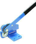 Throatless Rotary Hand Shear For Sheet Metal 16 Gauge 1.5 mm Capacity Easy Cut For Straight Curved And Internal Corner Cuts Mini Benchtop Tool Blue Finish Heavy Duty Shop Essential For Mild Steel