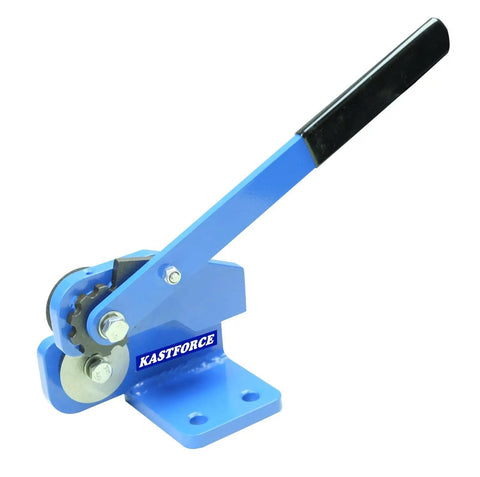 Throatless Rotary Hand Shear For Sheet Metal 16 Gauge 1.5 mm Capacity Easy Cut For Straight Curved And Internal Corner Cuts Mini Benchtop Tool Blue Finish Heavy Duty Shop Essential For Mild Steel