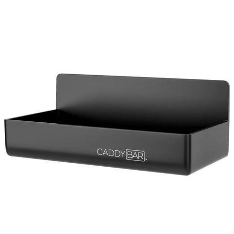 Black aluminum storage tray from All In One Golf Cart Organizer Kit With Storage Tray, Phone Holder, Cooler And Cup Holder, 38 Inch Length.