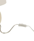 Close-up of 18 Inch Off White Round Metal Table Lamp With Black Cord, On Off Switch, E26 Bulb Compatible, Minimal Assembly. Focus on switch.