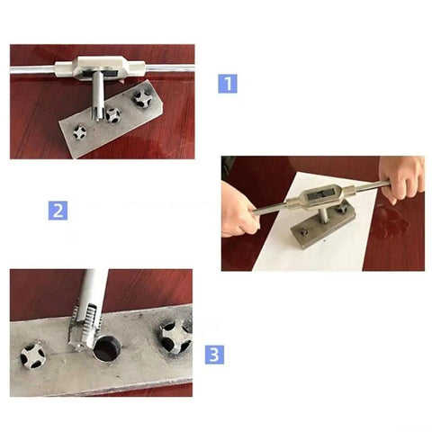 Top Tier Alloy Steel Broken Tap Extractor Kit With 5 Essential Metric Sizes From M5 To M10 Features Tough Square Drive And Three Claw Design For Easy Removal Of Stripped Taps No Mess No Stress Just Get It Done Fast. alloy steel tap extractor removing stripped tap from metal plate