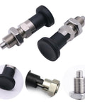 Two Pack Push Fit Ball Nose Spring Plungers Self Locking Indexing Pins With Lock Nut M10 Carbon Steel for fixtures and jigs.