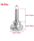 10 Pcs M5 Thumb Screws Knurled Iron Flat Head With Shoulder Grip 16mm Thread Length 16mm Head Diameter Silver Bolts Fasteners
