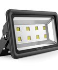 Beast Mode Bright 400W Outdoor LED Flood Light With 40000 Lumen Output, front angle showing 10 LED modules and mounting bracket