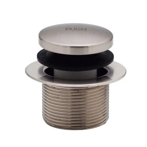 Top Shelf 14 By One And A Half Inch White Tubular Bathtub Waste Overflow Kit with Easy Foot Tap Tip Toe Drain Stopper in bright satin nickel.