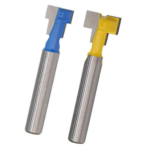 Shop Essential 1/4 Inch Shank Keyhole Router Bit Set With T Slot And T Track Cutters, includes two carbide tipped router bits.