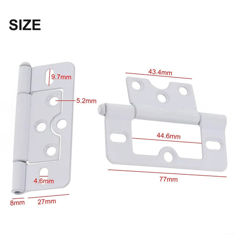 Flush Door Hinges For Cupboard Wardrobe Cabinet And Louvre Doors White Finish Durable Iron Construction Detachable Hinge