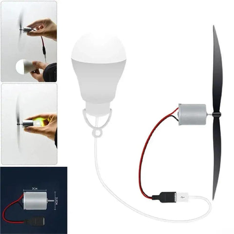 Wind Turbine Generator Kit With USB Lighting For Hands On Learning, Durable ABS And Metal Build, showing components and connections