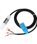 Rugged Temp And Humidity Sensor With I2C Output 14 Bit Resolution Stainless Steel Housing 3.3 To 5V Built For Industrial Automation Greenhouse Or Warehouse Monitoring with long black cable