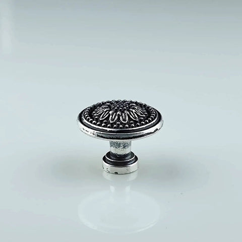 Vintage Sunflower Drawer Knob With Back Plate In Antique Silver Black Retro Cabinet Pull For Cupboard And Dresser