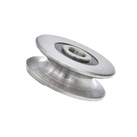 Beefy Heavy Duty Iron And Bearing Steel Deep U Groove Pulley Wheel For Wire Rope Lifting Guide 50mm Outer Diameter 8mm Inner Dia 10mm Groove Width 7.5mm Groove Depth Supports 400kg, silver