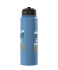 Glider Pilot Water Bottle For Sailplane Enthusiasts, Stainless Steel Insulated Bottle With Double Wall, blue bottle design