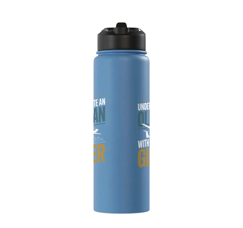 Glider Pilot Water Bottle For Sailplane Enthusiasts, Stainless Steel Insulated Bottle With Double Wall, blue bottle design