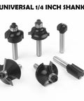 Router Bit Set One Quarter Inch Shank 30 Piece Tungsten Carbide Bits with various shapes and universal shank