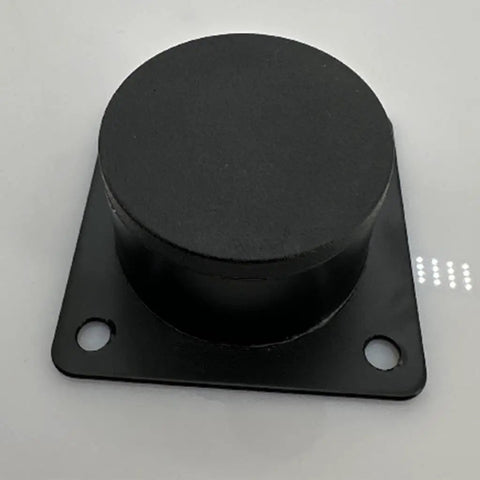 Close-up of a black mounting plate from Four Pack Beefy Stainless Steel Furniture Legs With Mounting Plates And Screws For Sofas Cabinets