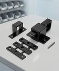 Heavy Duty Spring Loaded Door Latch With Self Closing Pin Design, Smoky Black Aluminum Alloy Gate And Cabinet Lock on table