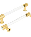 Brushed Brass Cabinet Pulls 25 Pack Six Inch Acrylic Drawer Handles Gold Kitchen Cabinet Hardware for Dresser Cupboards