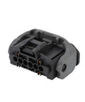 Heavy Duty Six Pin Automotive Connector With Sheathed Wire Harness And Reinforced Contacts For Plug And Play Truck Cab Wiring, clear rear view.