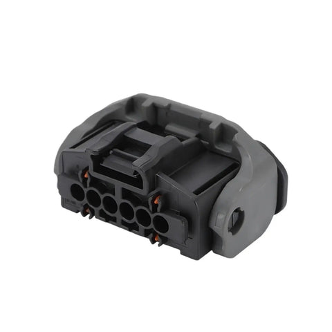 Heavy Duty Six Pin Automotive Connector With Sheathed Wire Harness And Reinforced Contacts For Plug And Play Truck Cab Wiring, clear rear view.