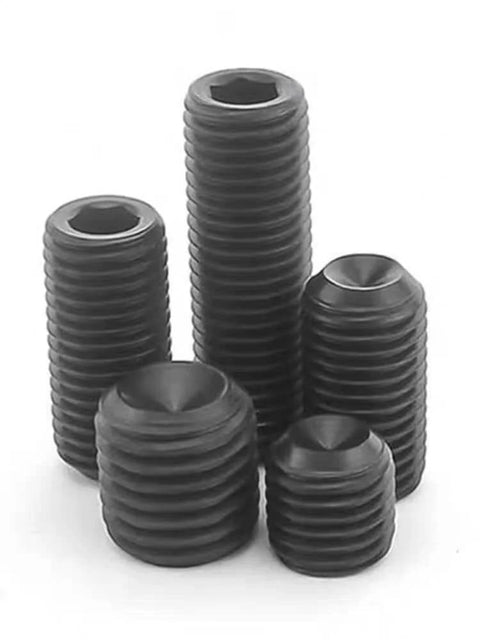 50 Pcs M4 X 0.5mm Fine Pitch Cup Point Grub Screws With 5mm Length And 2mm Hex Socket Fine Thread Black Oxide Stainless Steel 304
