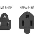 Two Foot Extension Power Cord NEMA 5 15P To NEMA 5 15R Three Prong 16 AWG Heavy Duty Black AC Cable plug ends