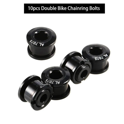 Beefy 10 Piece Double Chainring Bolts M8 Set For Road Mountain BMX Bikes And MTB Cranksets, black anodized aluminum view