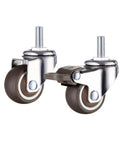 Close-up of 4 Pack Stem Threaded Caster Wheels for Office Chairs and Heavy Duty Furniture, metal frame and smooth rolling wheels.